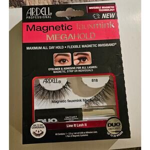 NEW! Ardell Professional Magnetic Faux Mink Megahold Lashes Kit 818 w/ Adhesive